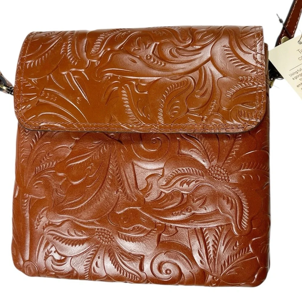 Patricia Nash Carmel Tooled Leather Crossbody Bag Balluri Florence Tiny Flaws